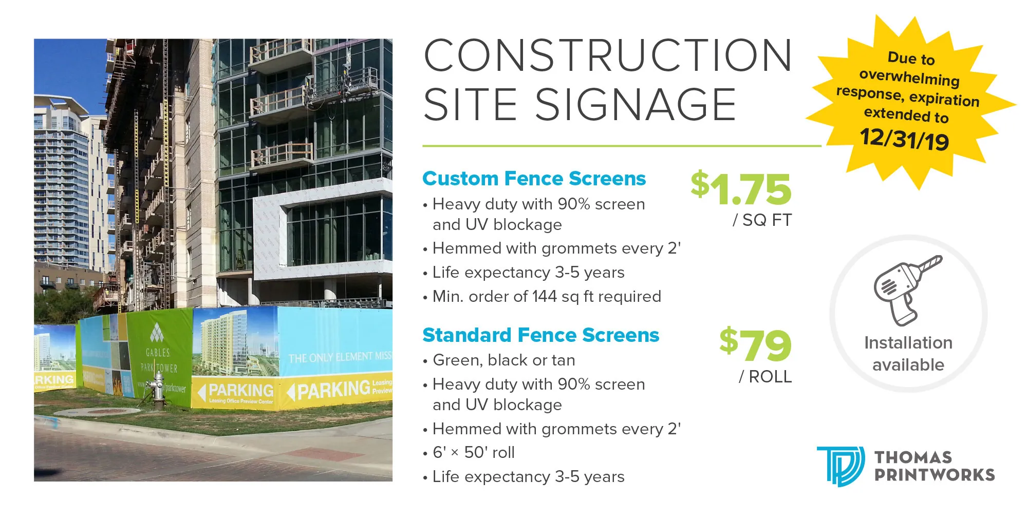Construction site signage offer