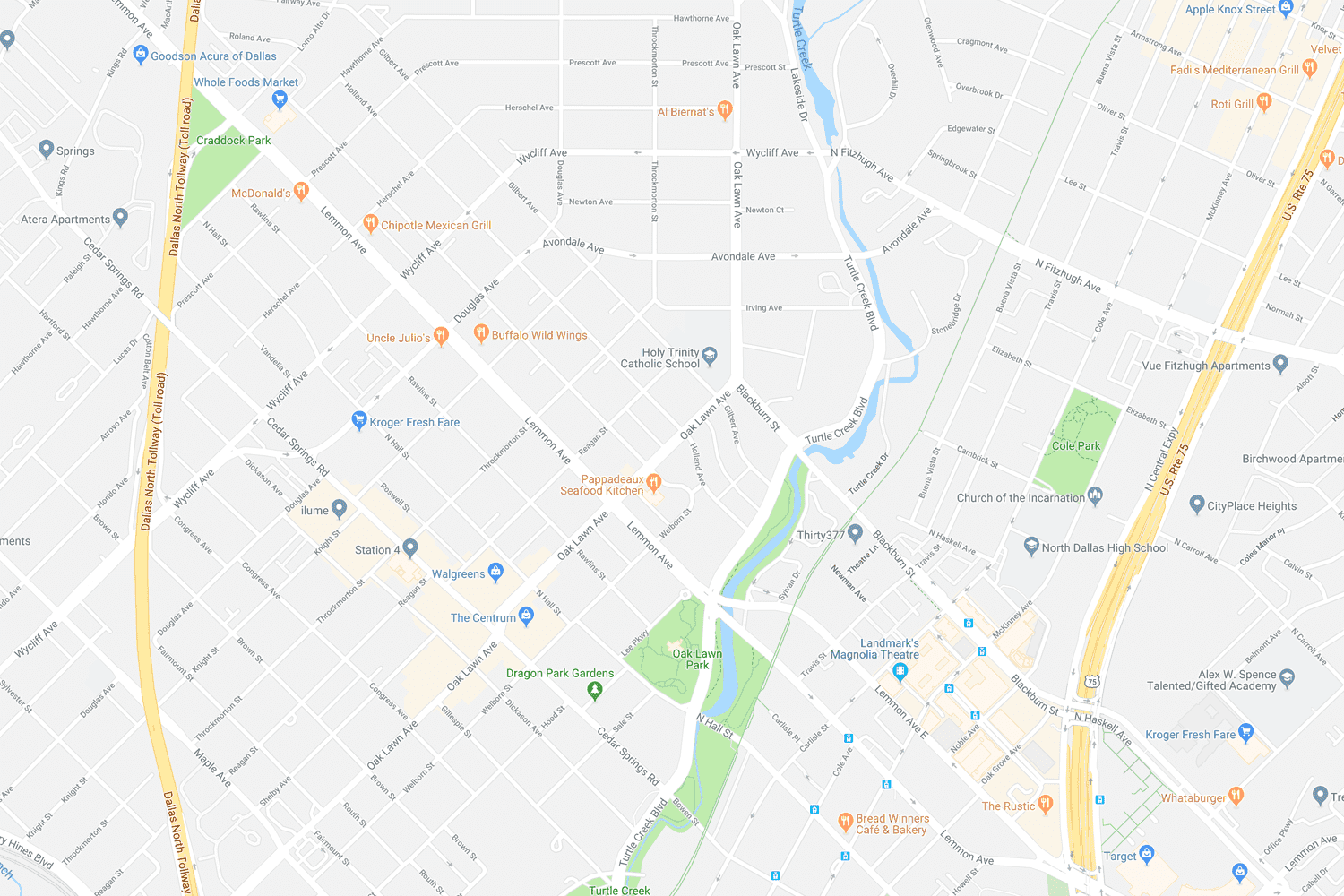 Map of Uptown Dallas location