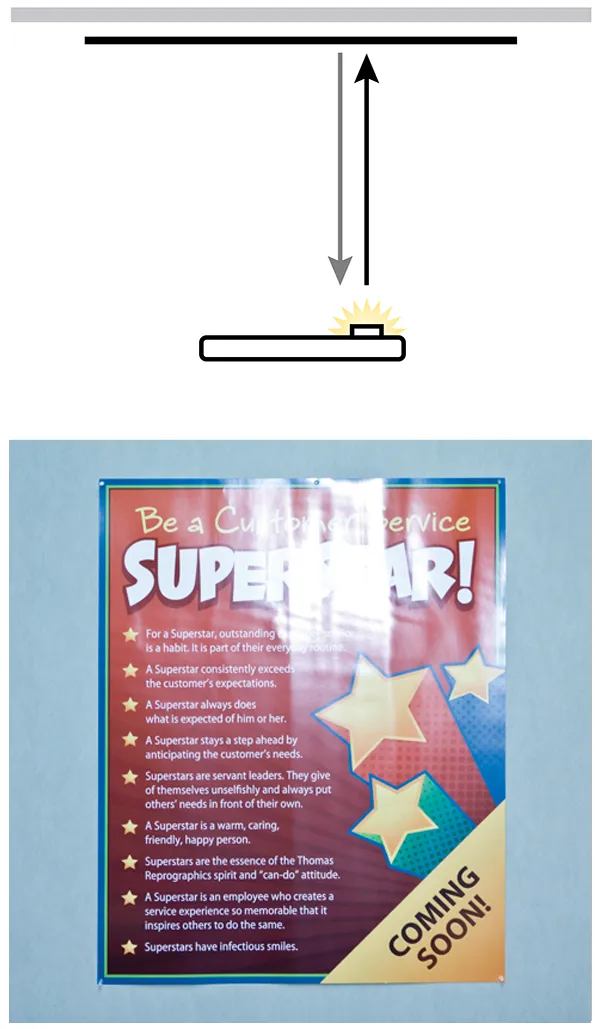 A photo with glare, taken head-on with on-camera flash