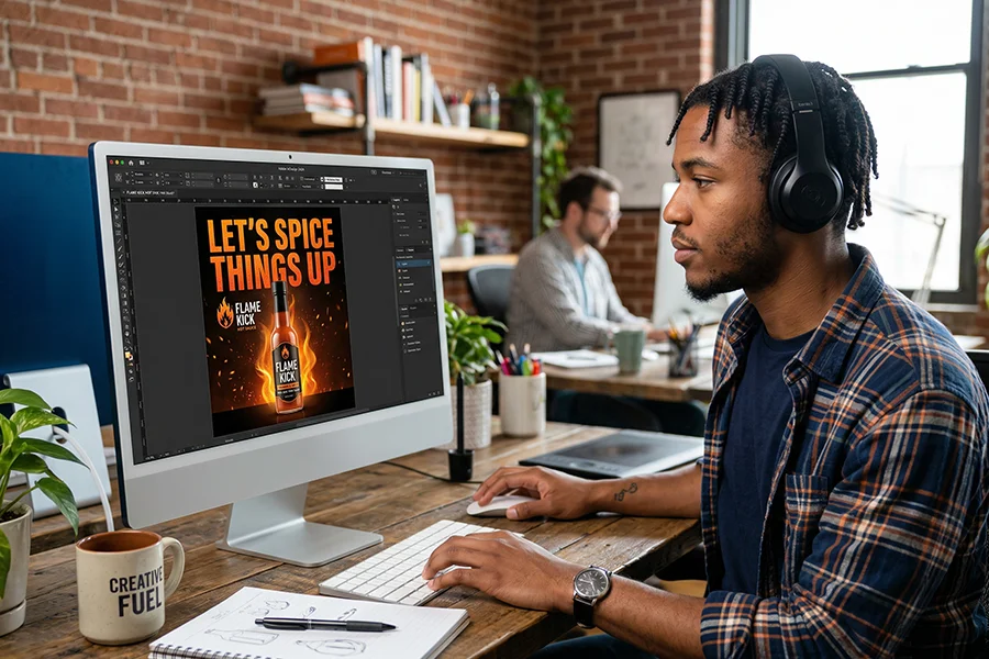 A woman and her daughter in a mall looking at a digital advertisement