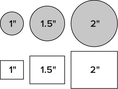 Diagram showing different tab sizes